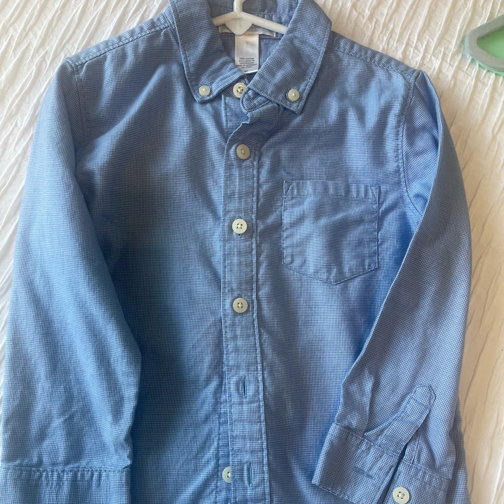 Janie And Jack, Blue Gingham Button Down Shirt, Size: 4T